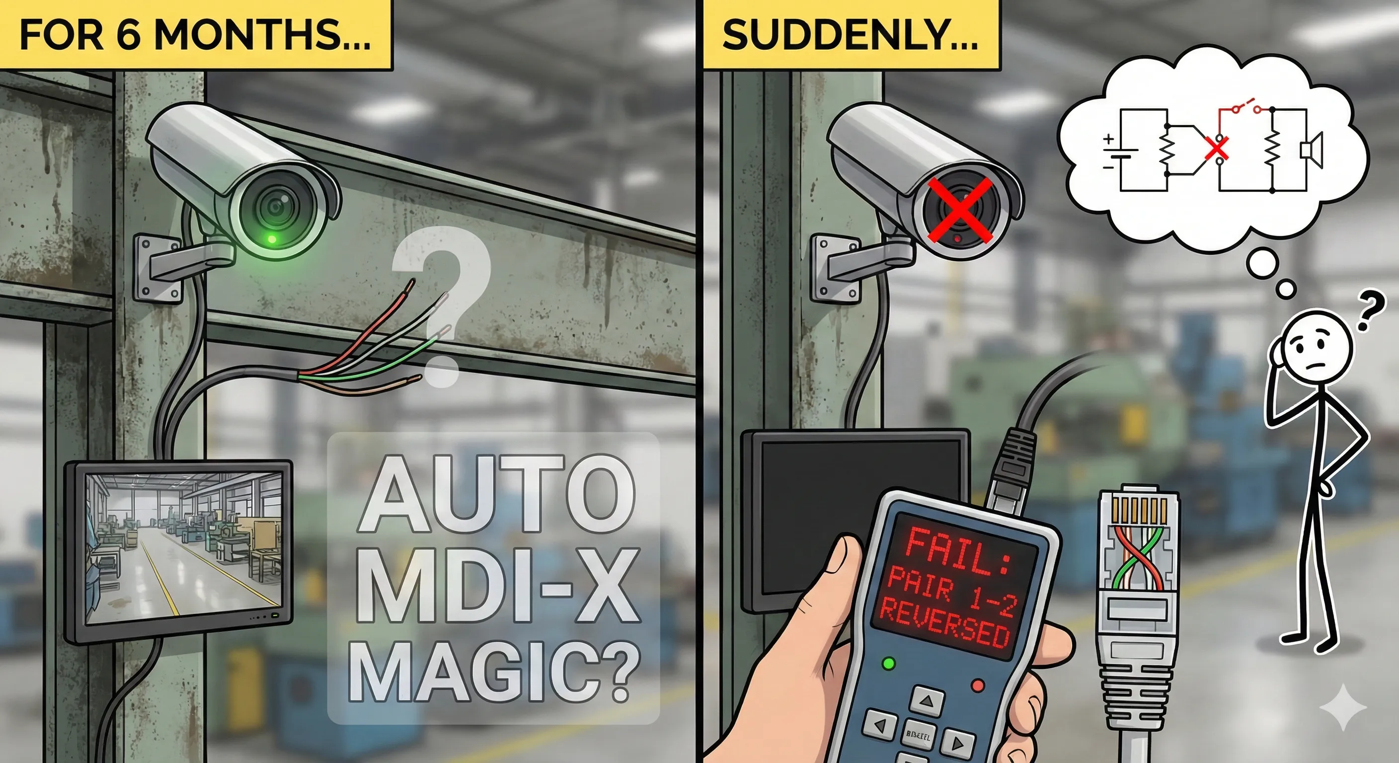 POE 摄像机“灵异”故障：接错线序竟然能跑半年？真相在这里